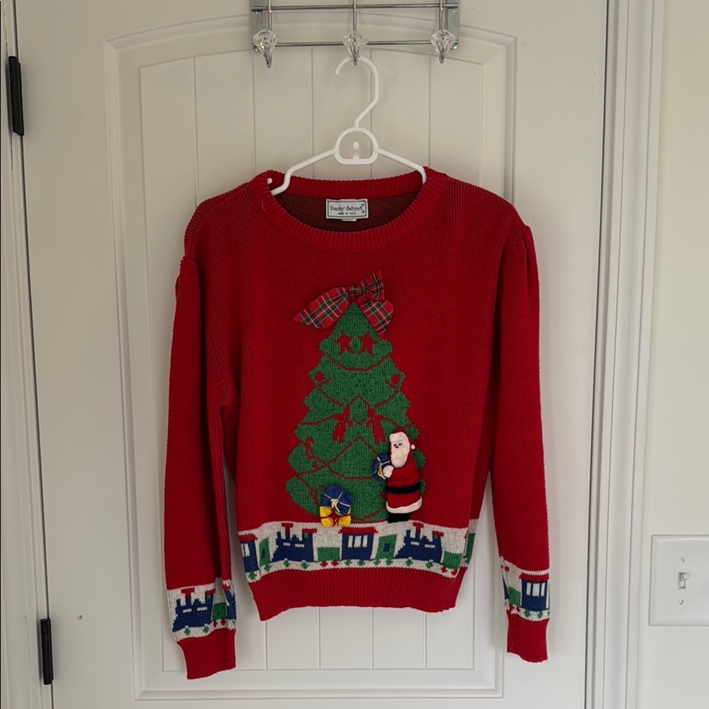 Holiday Time Red and Green Crew Neck Christmas Sweater